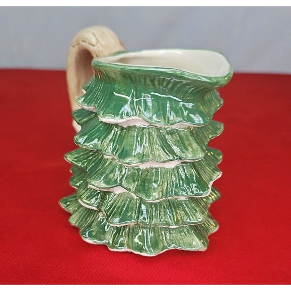 Christmas Pine Tree Creamer Mug Vintage 1989 Green Cup 6 oz Holiday Xmas - Picture 7 of 12